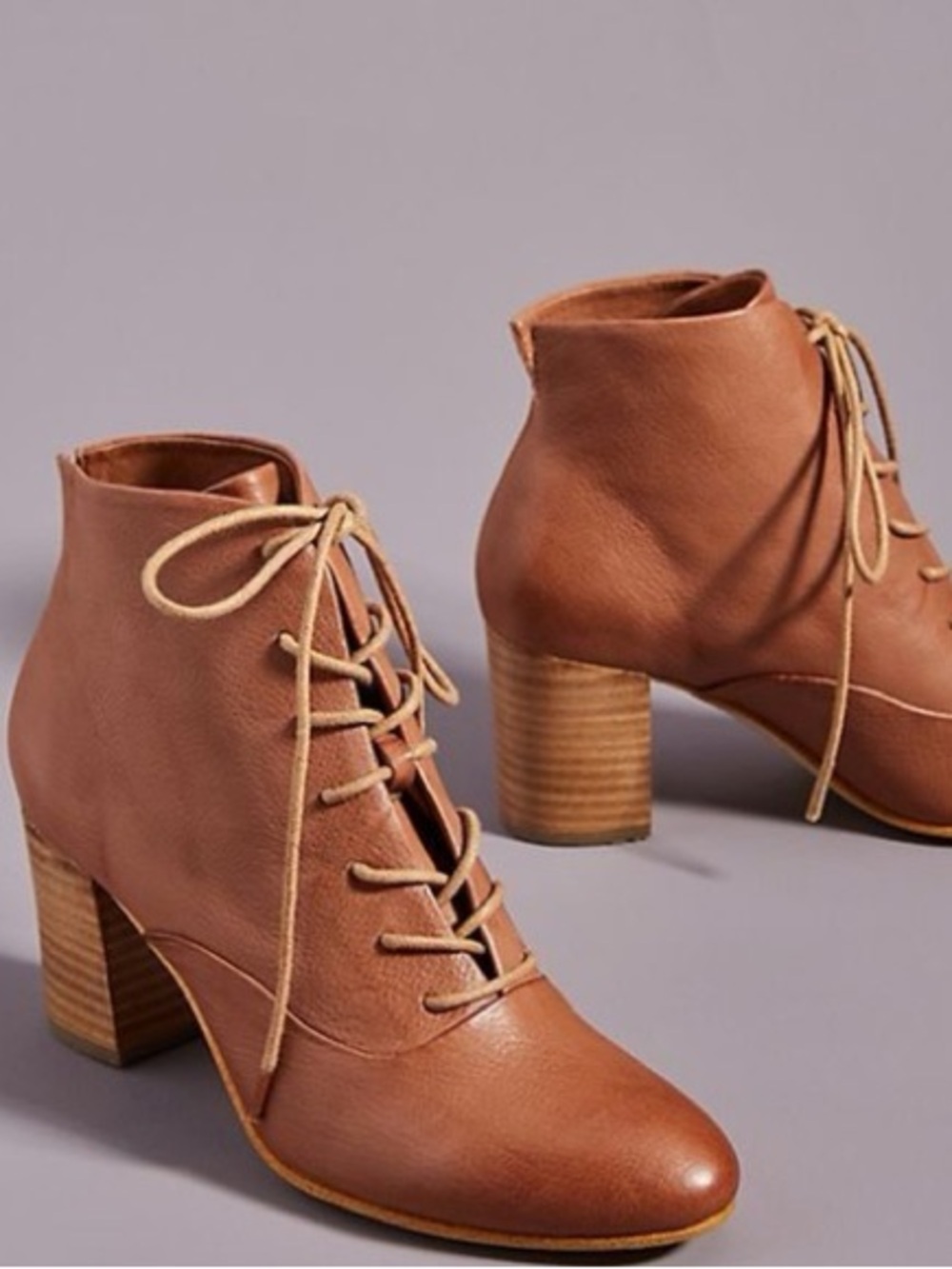 Anthropologie x Silent D Lace Up Leather Boots In Tan Size 40 US 9